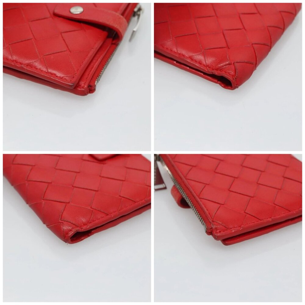 BOTTEGA VENETA INTRECCIATO Bifold Wallet Leather Red Auth bs28002 - Picture 15 of 15